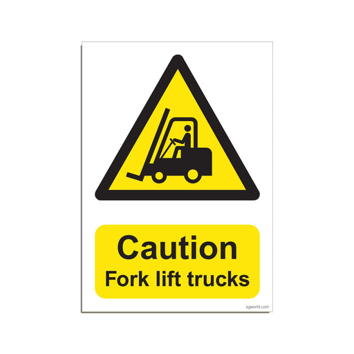Caution Fork Lift, Self-Adhesive Sticker - Pack of 5 - | SG World