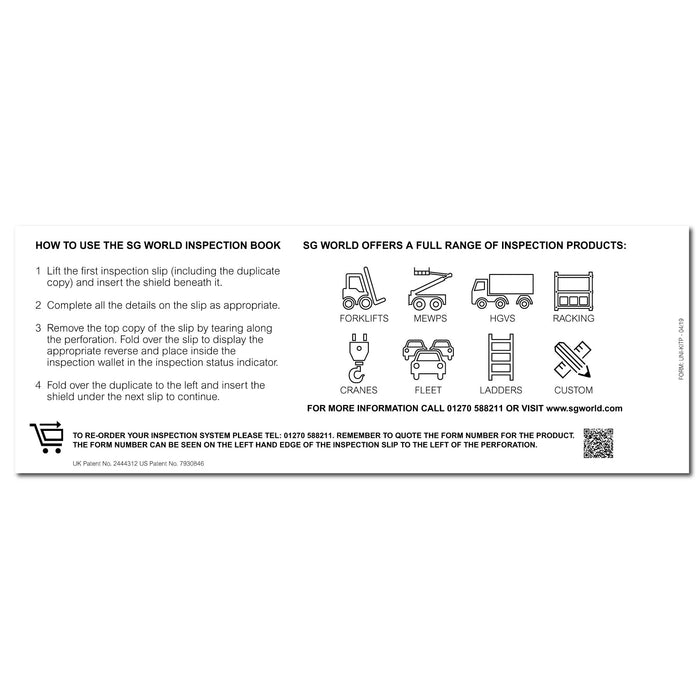 Pedestrian Stacker Pre-Use Visual Inspection Checklist (pad of 30)