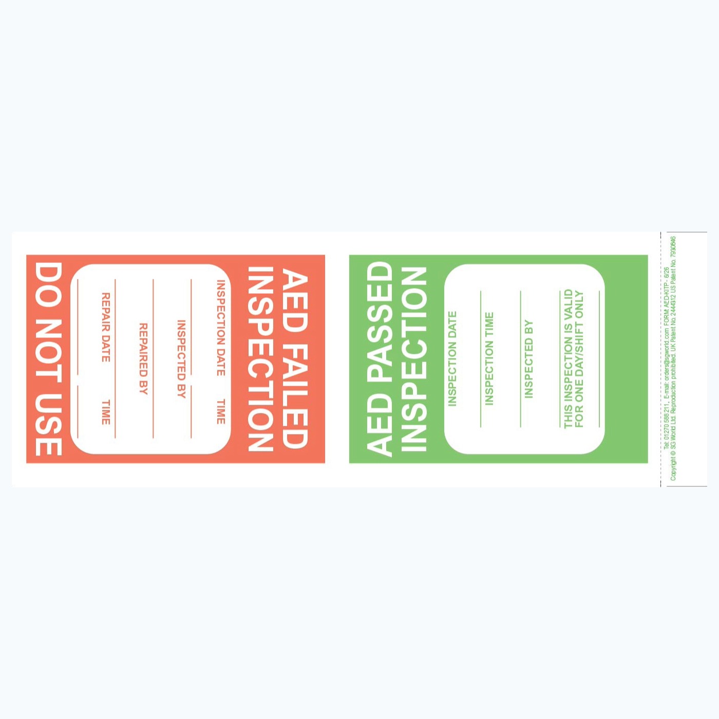 AED Inspection Checklists (Pad of 30) | SG World | SG World