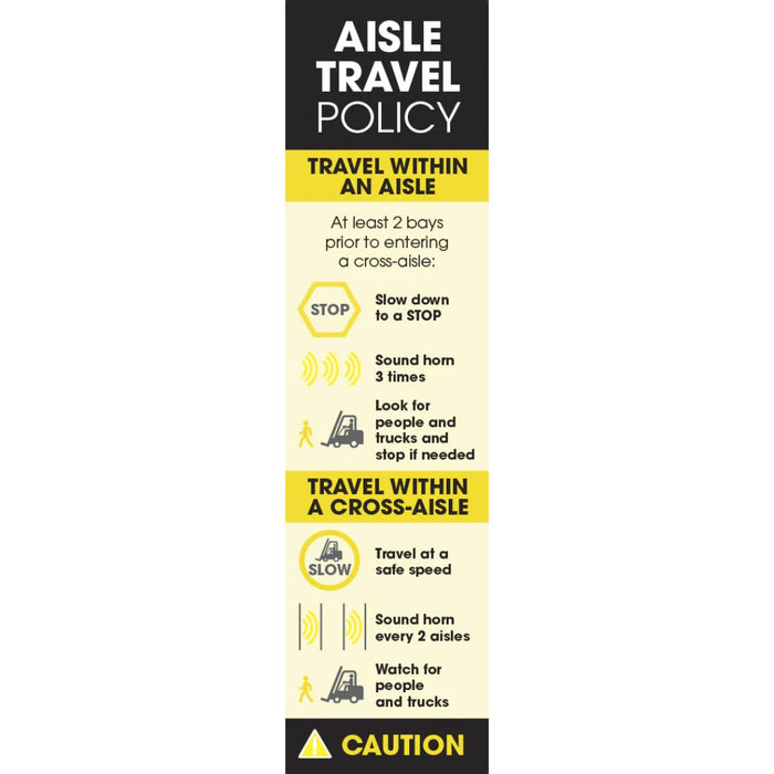 Forklift Truck Safety: 'Aisle Travel Policy' Pallet Rack-End Banner