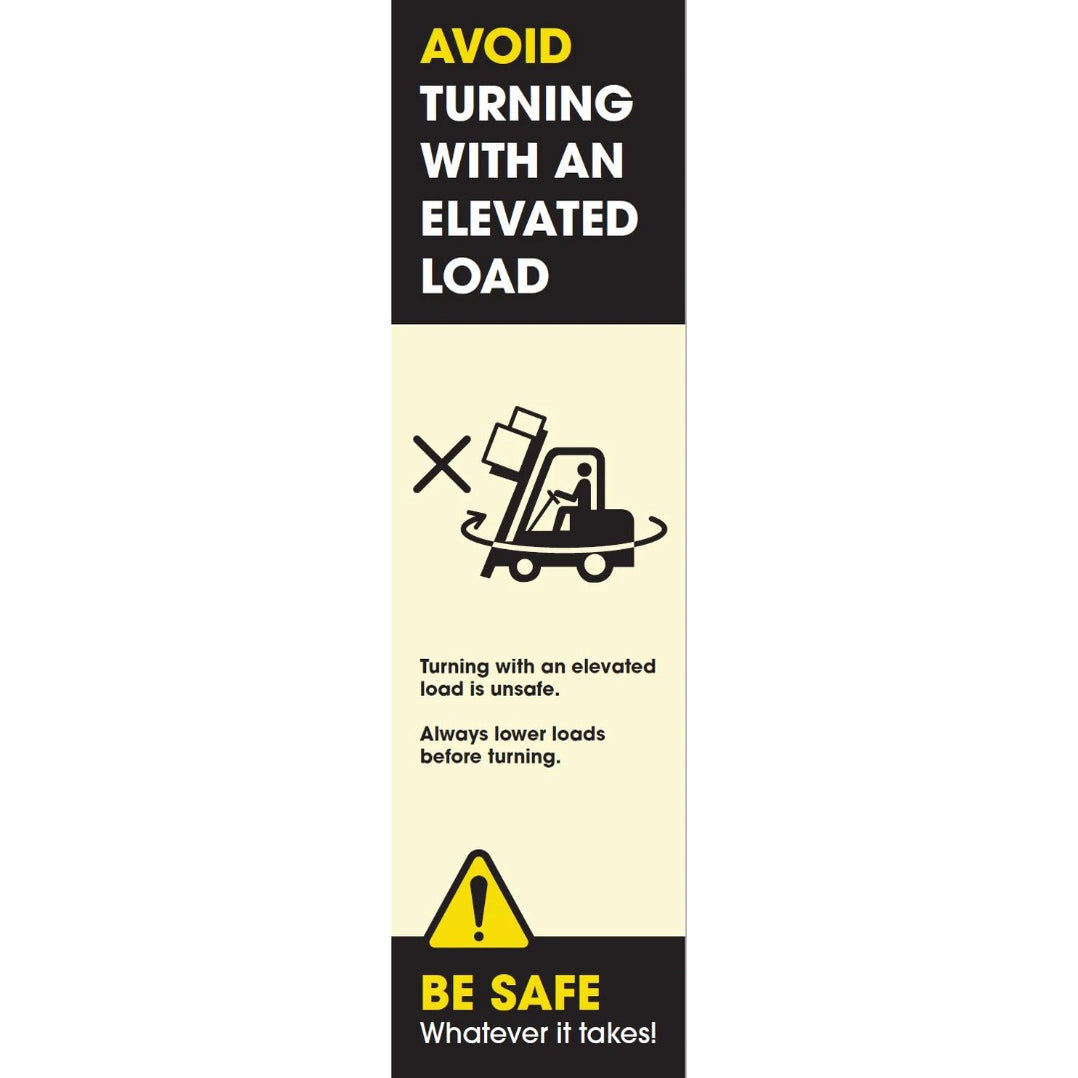 Avoid Turning With An Elevated Load | Pallet Rack-End Banner | SG World ...