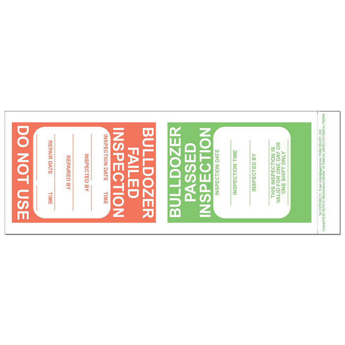 Bulldozer Pre-Use Visual Inspection Checklist (Pad of 30) | Ensure Safety & Compliance