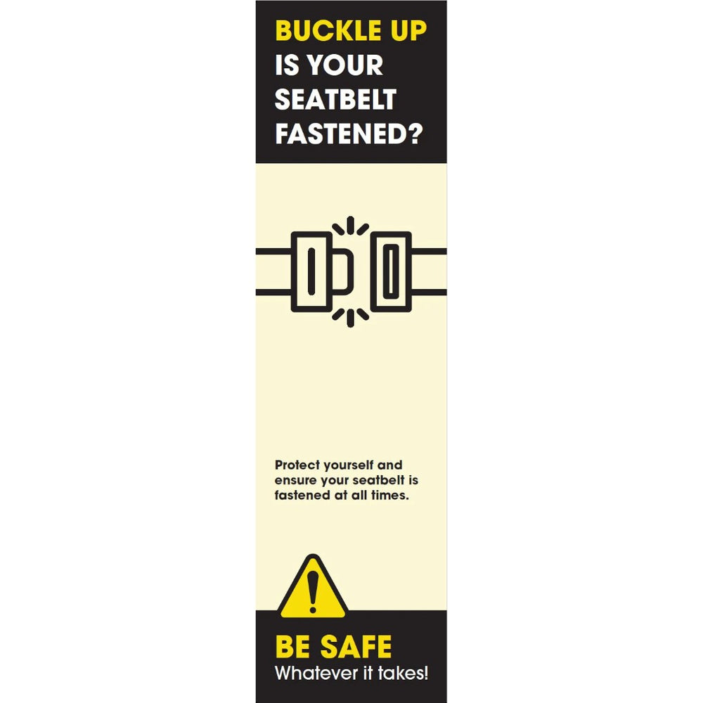 Forklift Truck Safety: 'Buckle Up: Is Your Seatbelt Fastened?' Pallet Rack-End Banner