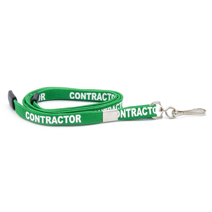 Coloured Lanyard Printed with Contractor (Packs of 10)