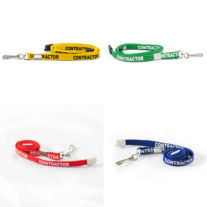 Coloured Lanyard Printed with Contractor (Packs of 10)