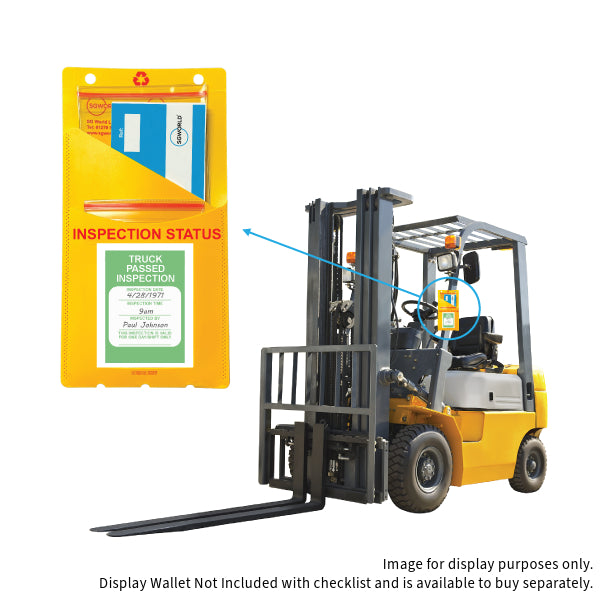 Image of fork lift truck and inspection pad. 