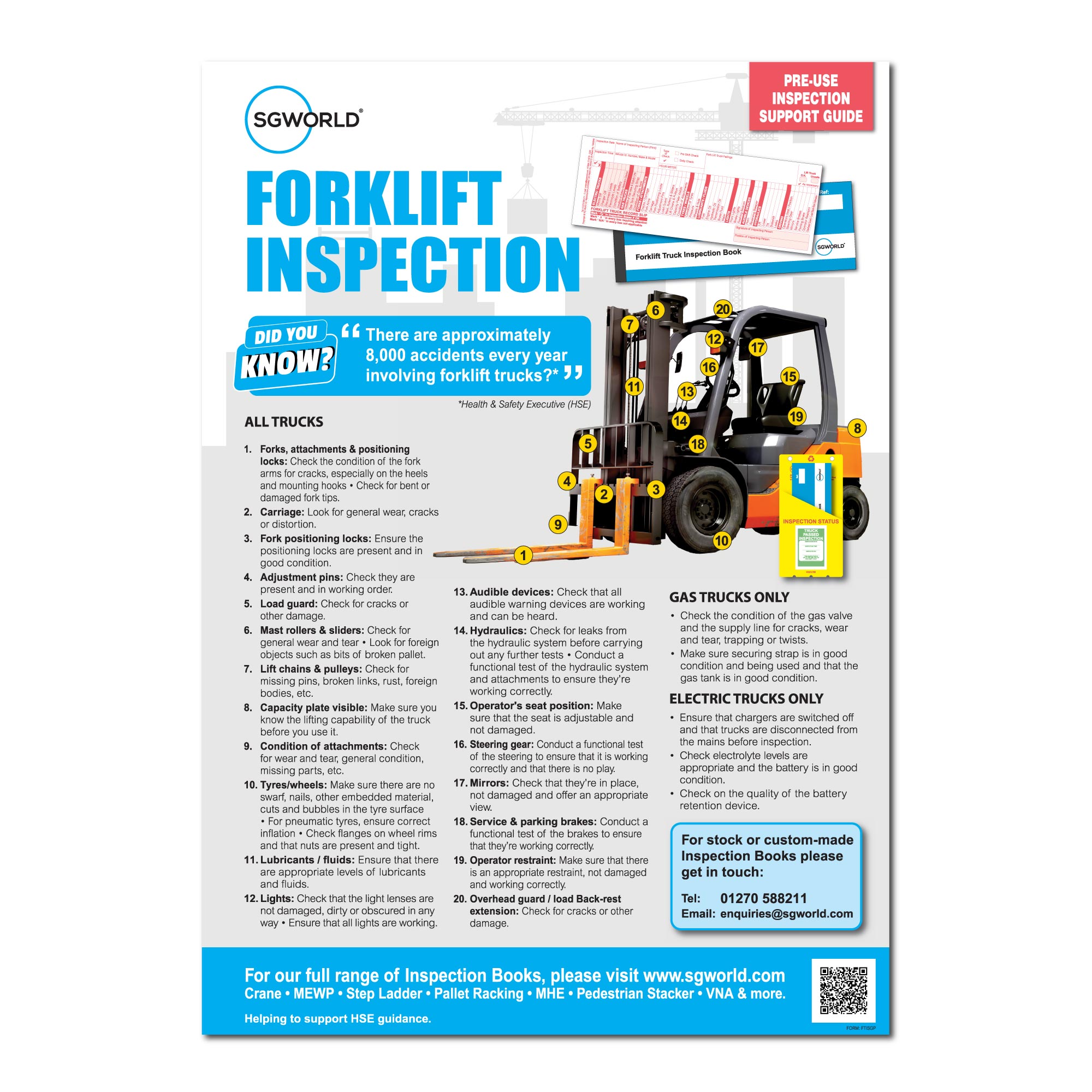 Machine Inspection Poster Forklift Truck Inspections Poster | SG World | SG World