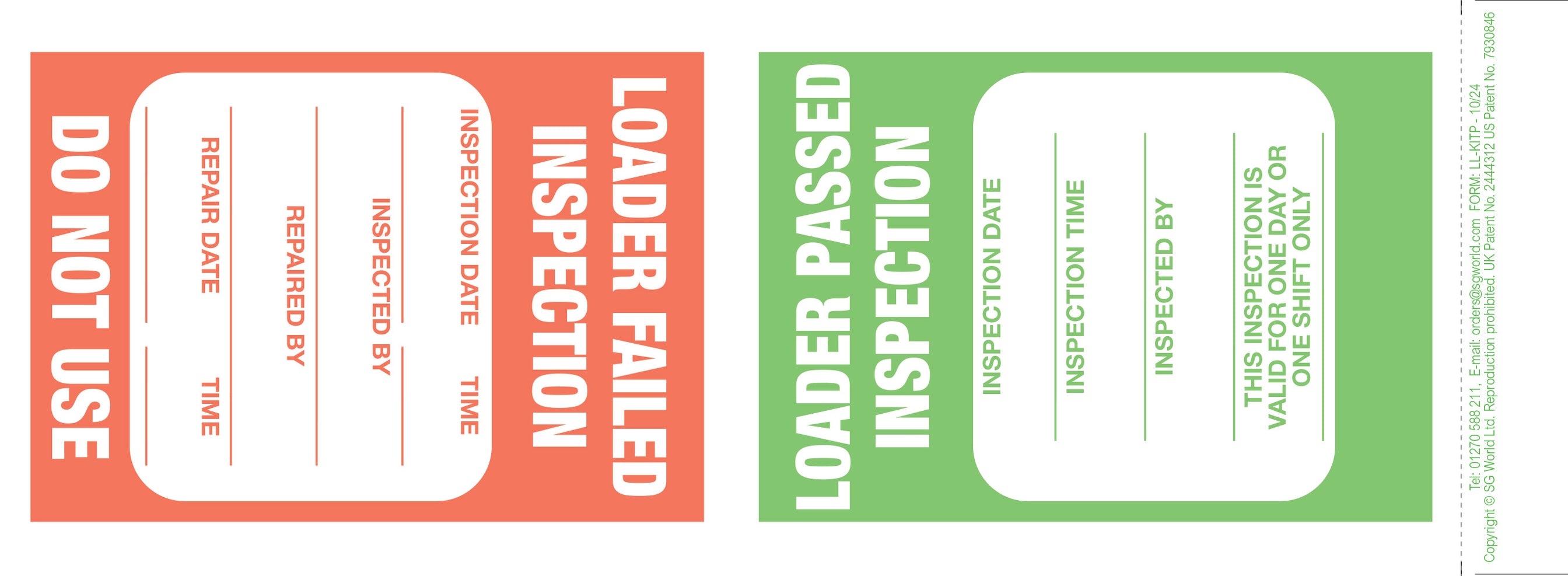 Load Inspection Sticker Lorry Loader Inspection Book (Pad of 30) | SG World | SG World