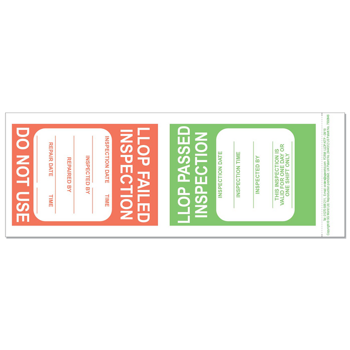 LLOP Pre-Use Visual Inspection Checklist (pad of 30)