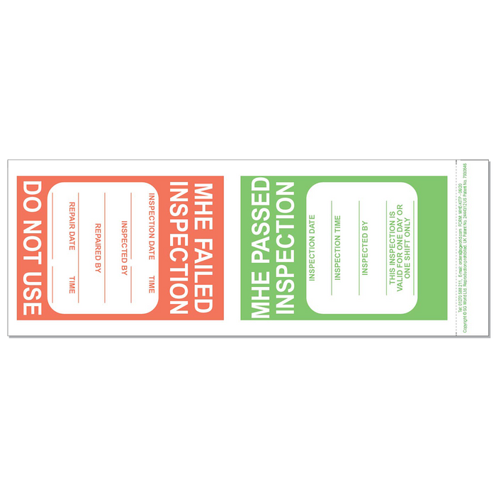 Material Handling Equipment Pre-Use Visual Inspection Checklist (pad of 30)