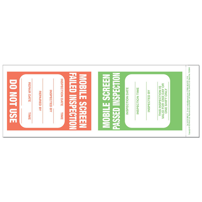 Waste Management Mobile Screen Visual Inspection Checklist (pad of 30)