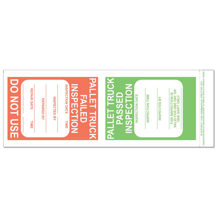 Pallet Truck Inspection Checklist (pad of 30)