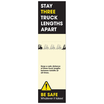 Forklift Truck Safety: 'Stay Three Truck Lengths Apart' Pallet Rack-End Banner