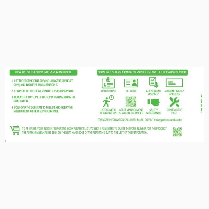 School Incident Reporting Form (Pad of 30) Welsh Language