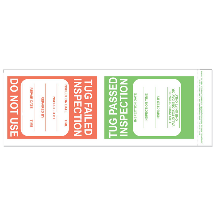 Tug Pre-Use Visual Inspection Checklist (pad of 30)