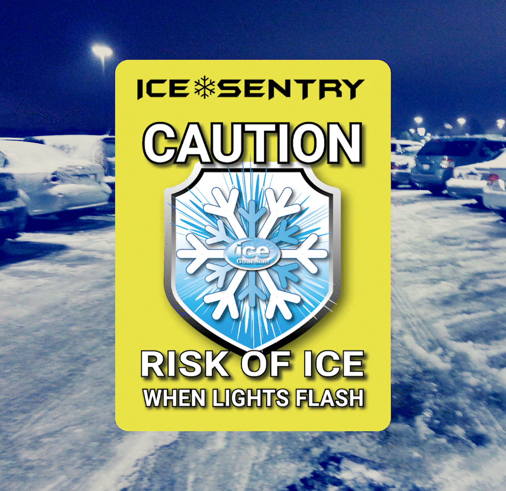 Ice Warning Flashing Led Safety Sign with Reflective HI-VIS Background - Ice Sign