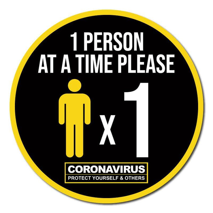 1 Person At A Time Please, Indoor Circle Floor Signage, SG World