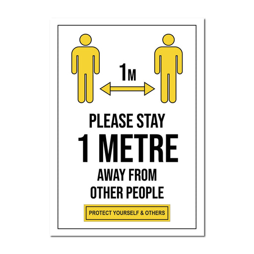 Please Stay 1 Metre Away From Other People, Window Sign For Shops, Pubs & Hotels - | SG World