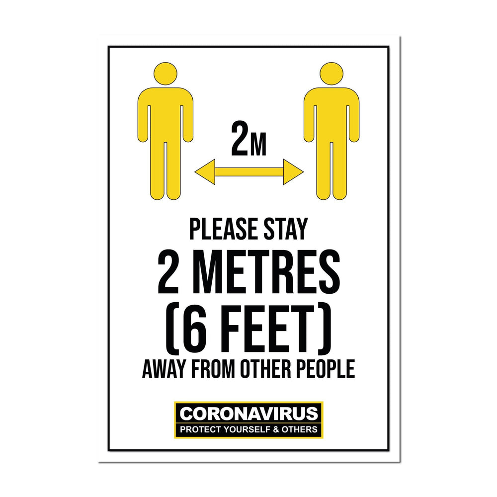 Please Stay 2 Metres Away, Window Signs For Shops, Pubs, Restaurants & Hotels - | SG World