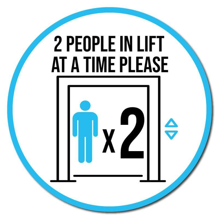 2 People At A Time In Lift, Indoor Circle Floor Signage, 60cm Diameter - | SG World