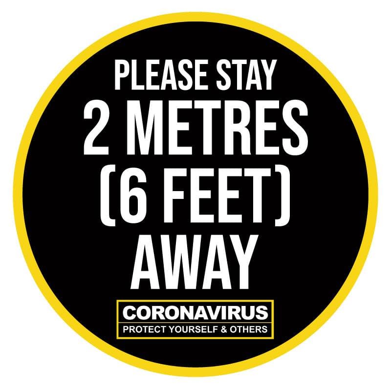 Please Stay 2 Metres (6 Feet) Away, Indoor Floor Sticker 300mm (Pack of 5) - | SG World