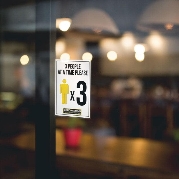 3 People At A Time, Window Signs For Shops, Pubs, Restaurants & Hotels - | SG World