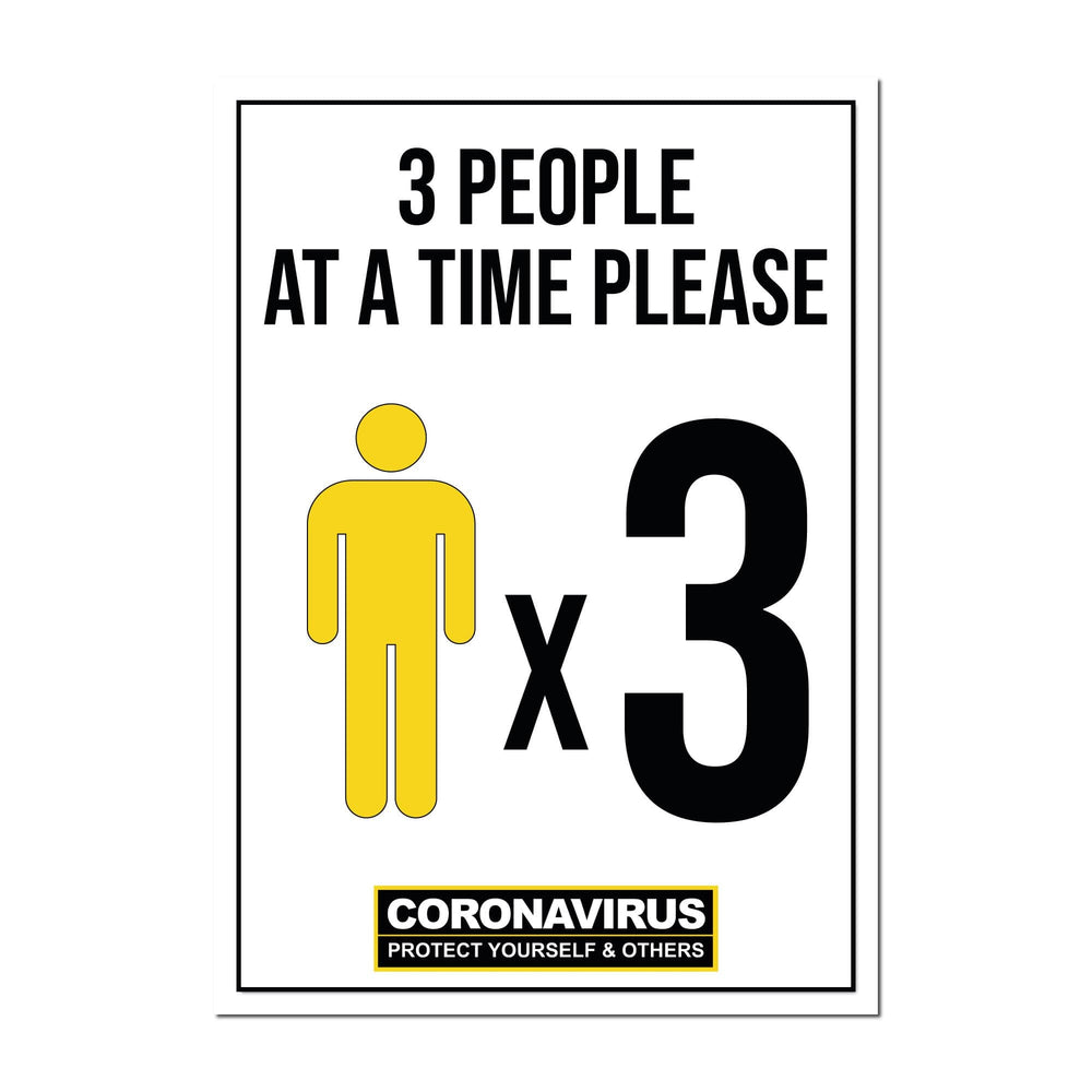 3 People At A Time, Window Signs For Shops, Pubs, Restaurants & Hotels - | SG World