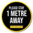 Please Stay 1 Metre Away, Indoor Floor Sticker 300mm (Pack of 5) - | SG World