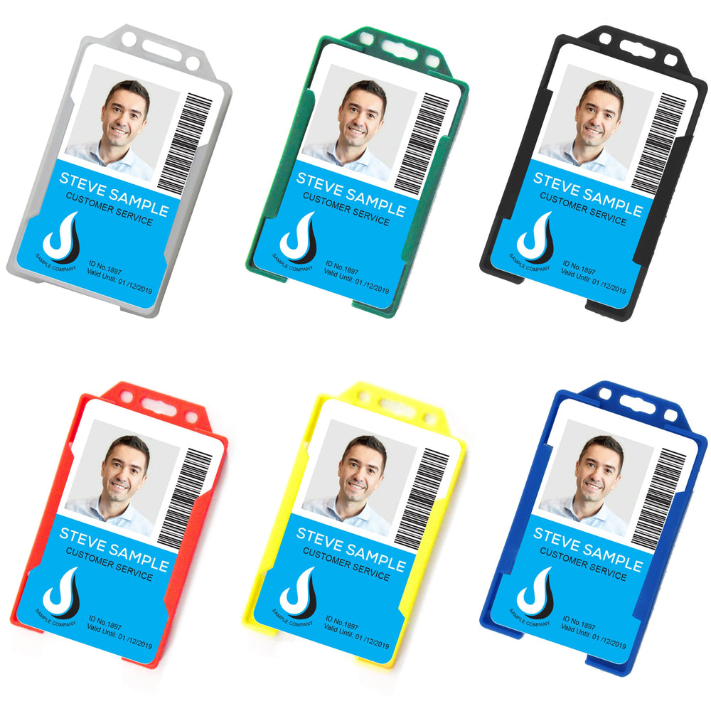 Coloured Plastic Portrait ID Card Holder (Packs of 10)