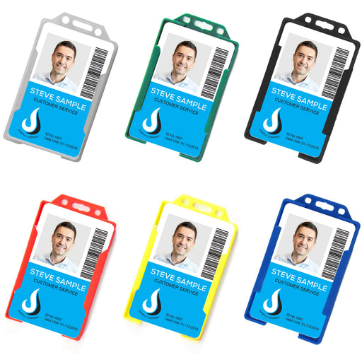 Coloured Plastic Portrait ID Card Holder (Packs of 10)