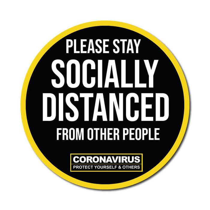 Please Stay Socially Distanced, Vinyl Circular Sticker, 10 pack – 105mm and 300mm - | SG World