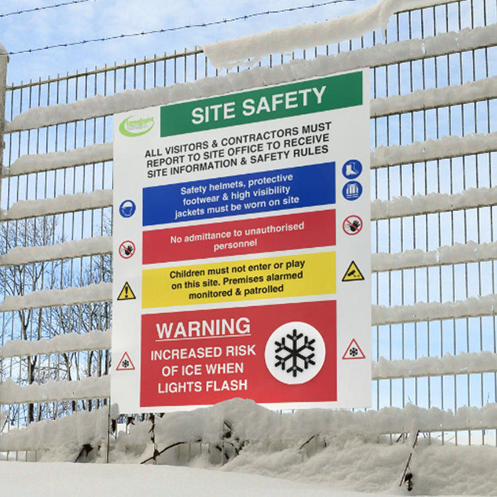 Construction Ice Warning Flashing LED Safety Sign (HS1) - add your log ...