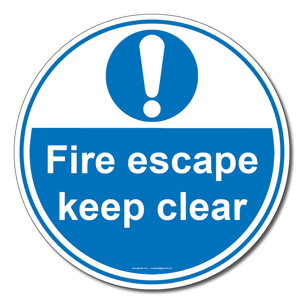 Fire Escape Keep Clear Floor Safety Sign