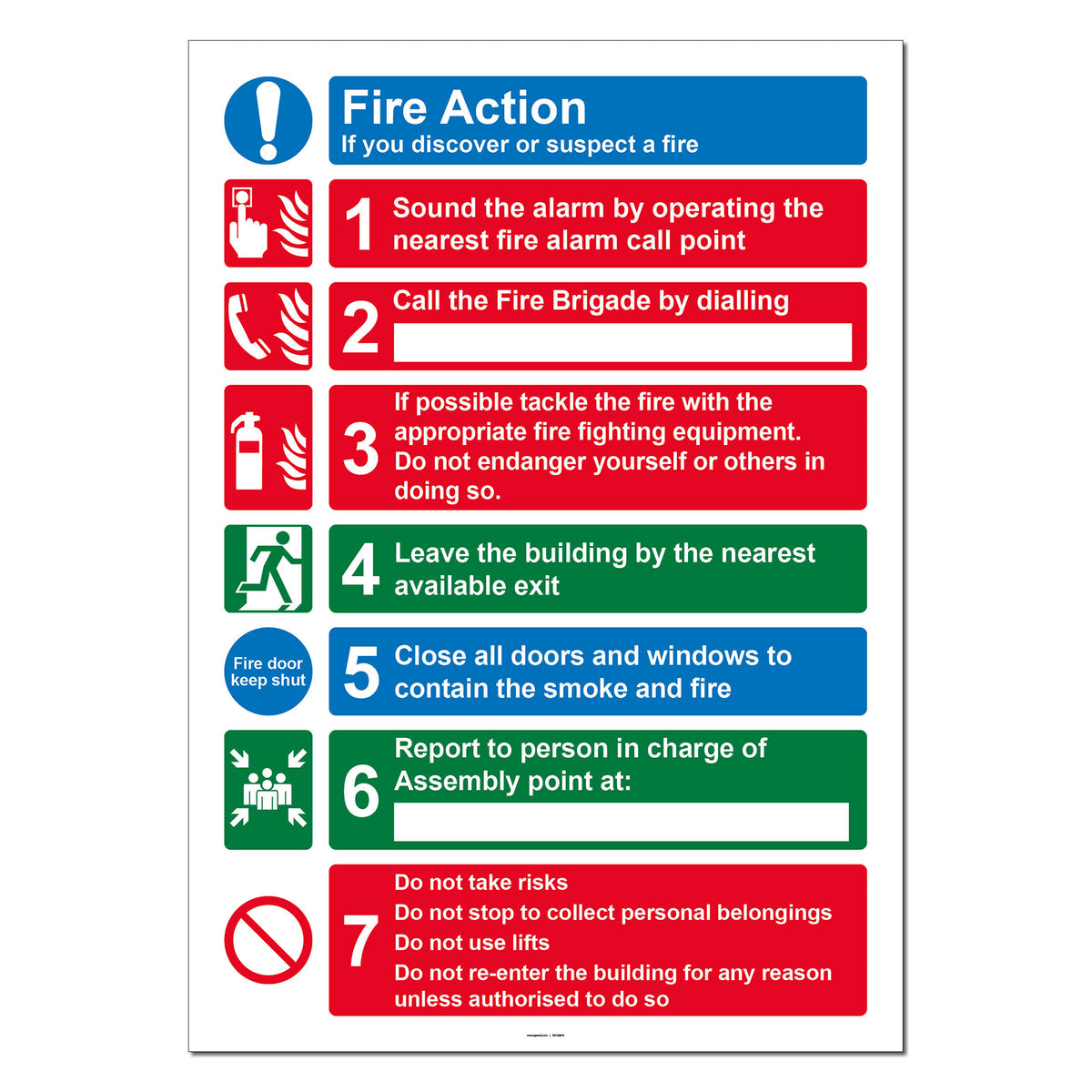 Fire Action Notice (7 point) Safety Sign — SG World