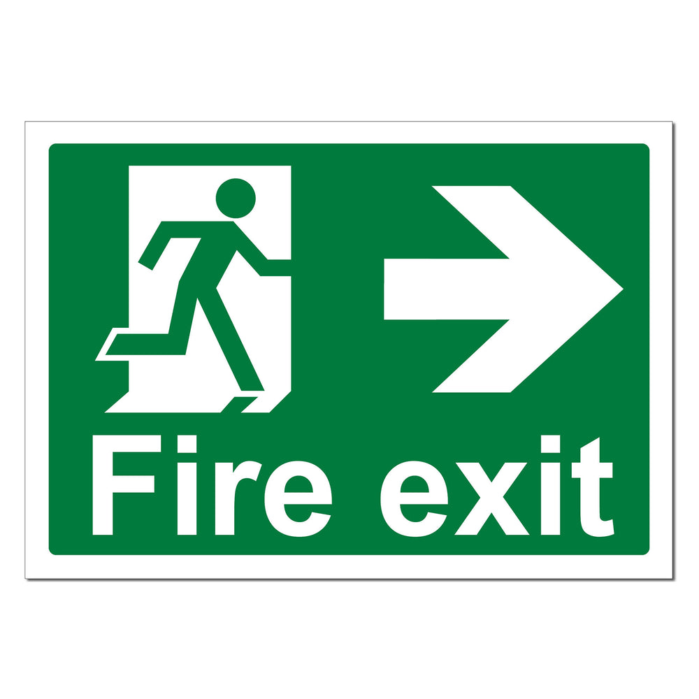 Fire Exit, Man and Arrow, Right Safety Sign | SG World
