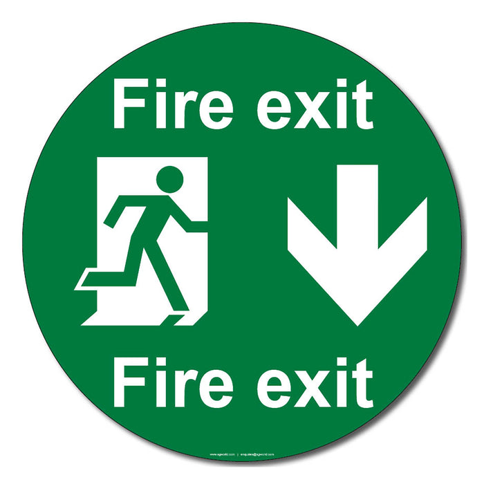 Fire Exit Down Arrow Floor Safety Sign