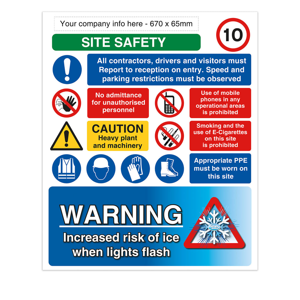 Construction Ice Warning Flashing LED Safety Sign (HS1) - add your logo