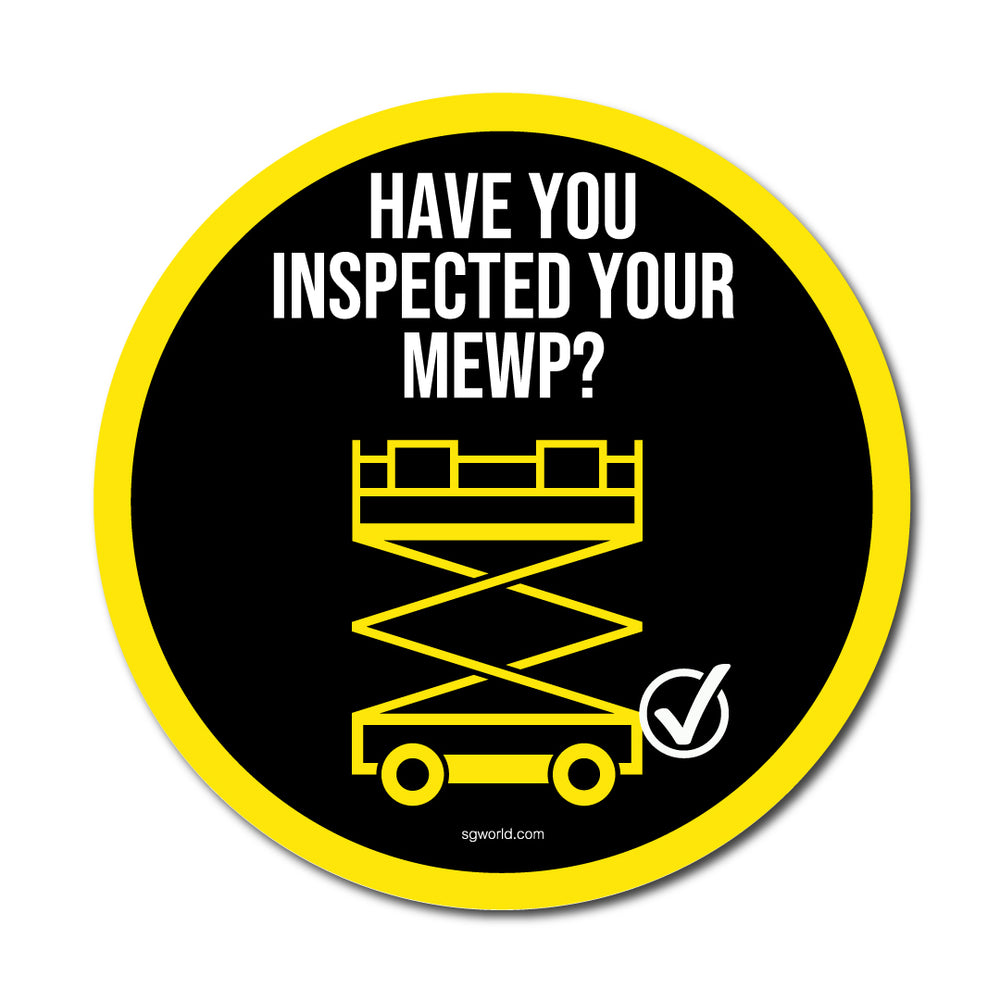 Have You Remembered to Inspect Your MEWP? Circular Self-Adhesive Sticker - Pack of 5