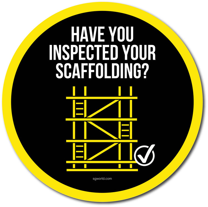 Have You Remembered to Inspect Your Scaffolding? Vinyl Circular Sticker, 5 pack – 105mm and 300mm
