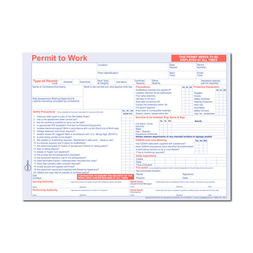Multipurpose Permit to Work (Packs of 50)