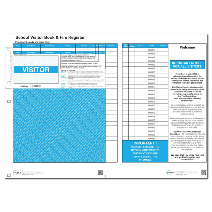 COVID-19 School Visitor Pass - Standard (Packs of 250) - | SG World