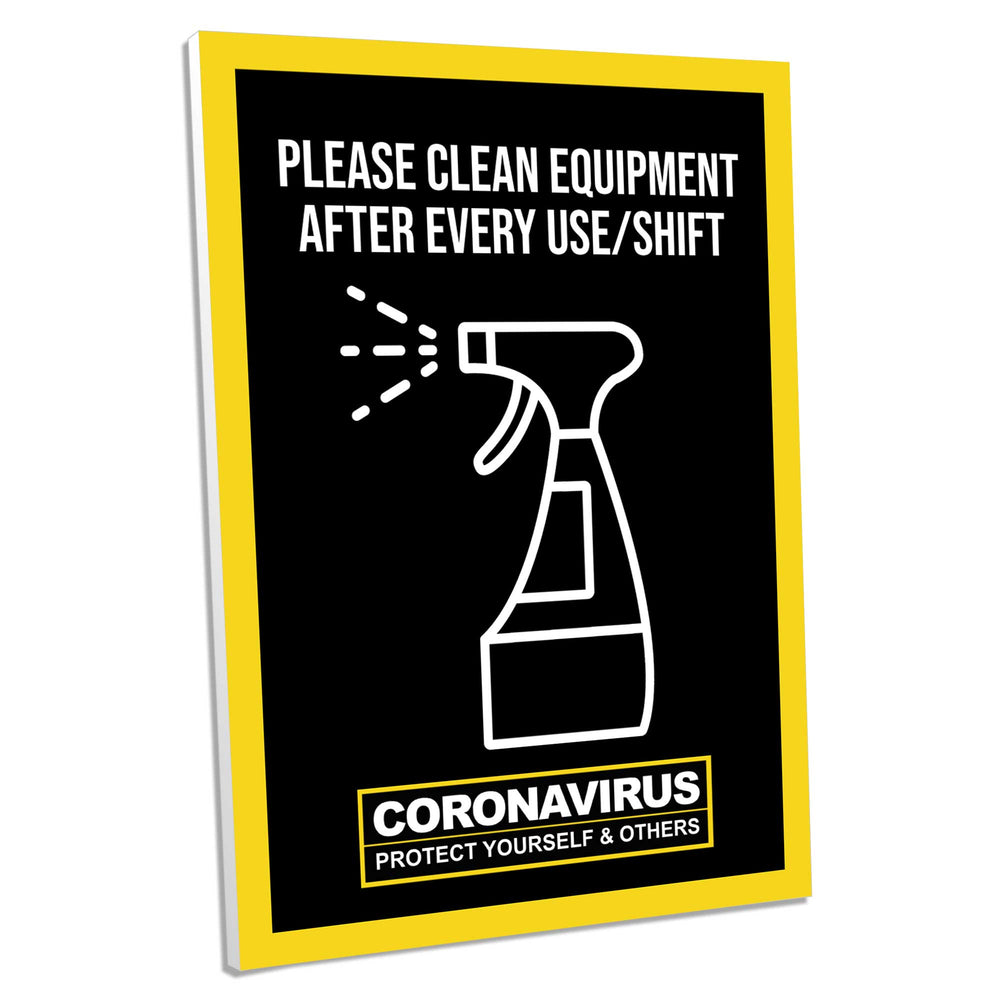 Please Clean Equipment After Use, Foamex Sign (Pack of 5) - | SG World