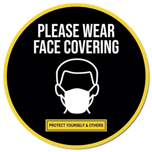 Please Wear Face Covering, Outdoor/Heavy Duty Usage Floor Signage - 60cm Diameter - | SG World