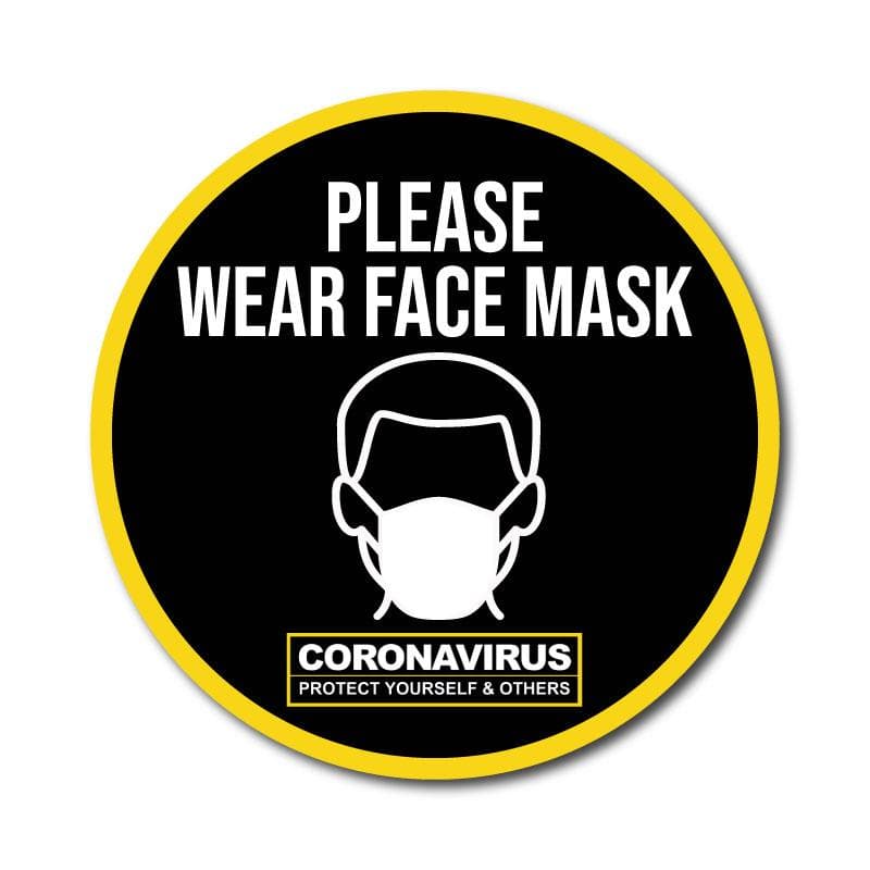 Please Wear Face Mask, Vinyl Circular Sticker, 10 pack – 105mm and 300mm - | SG World