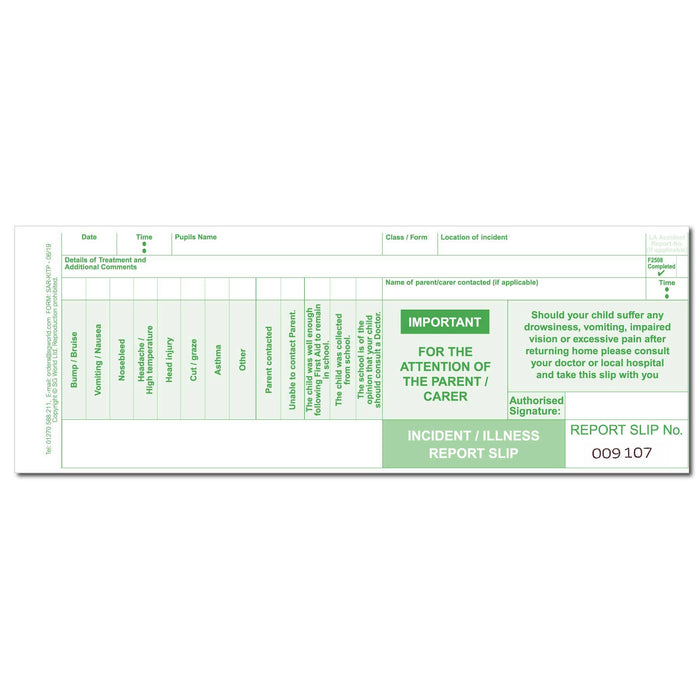 School Incident Reporting Form (Pad of 30)