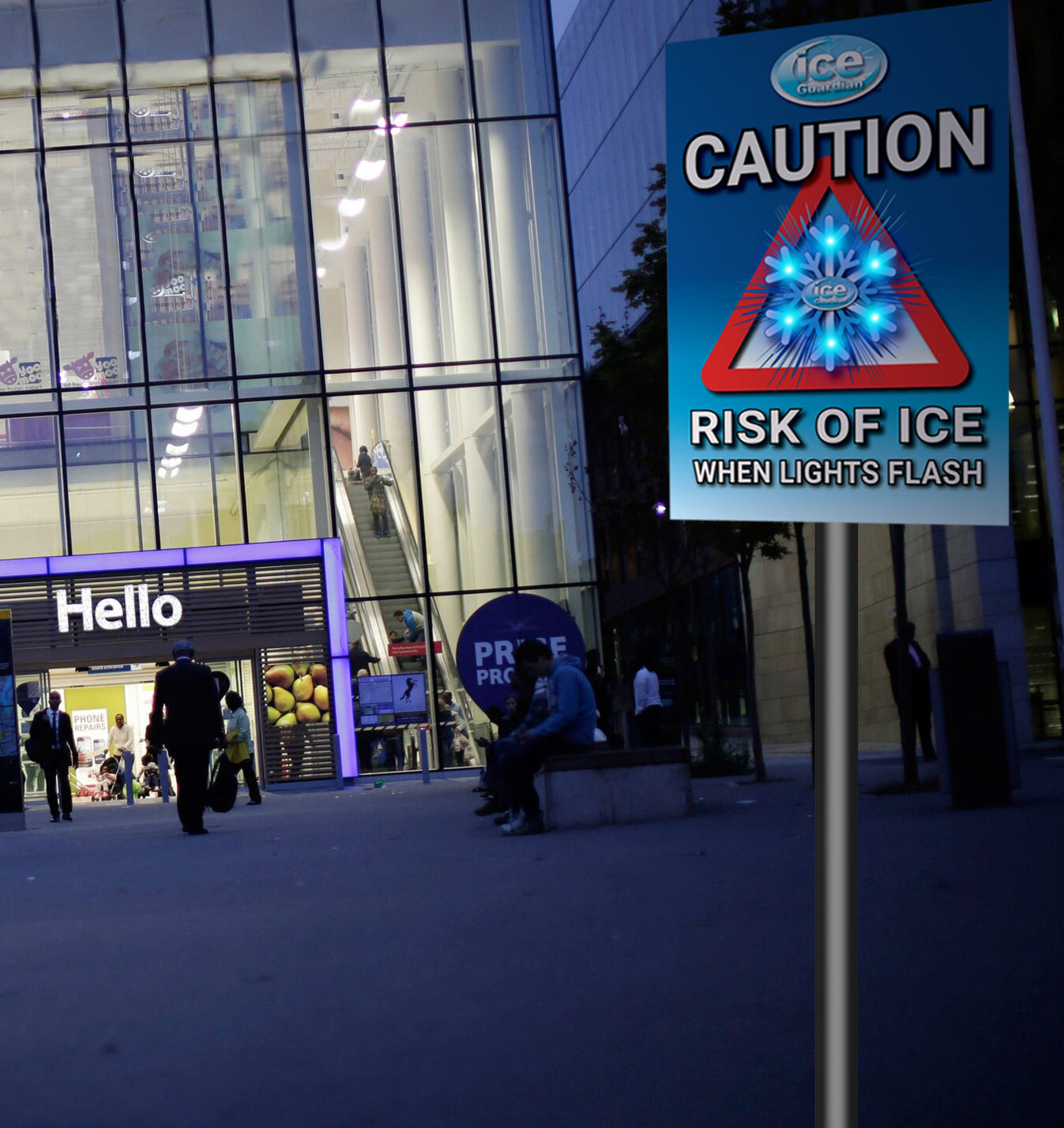 Ice Warning Flashing LED Safety Sign | SG World