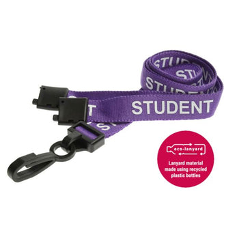 Image of a student lanyard in purple. 