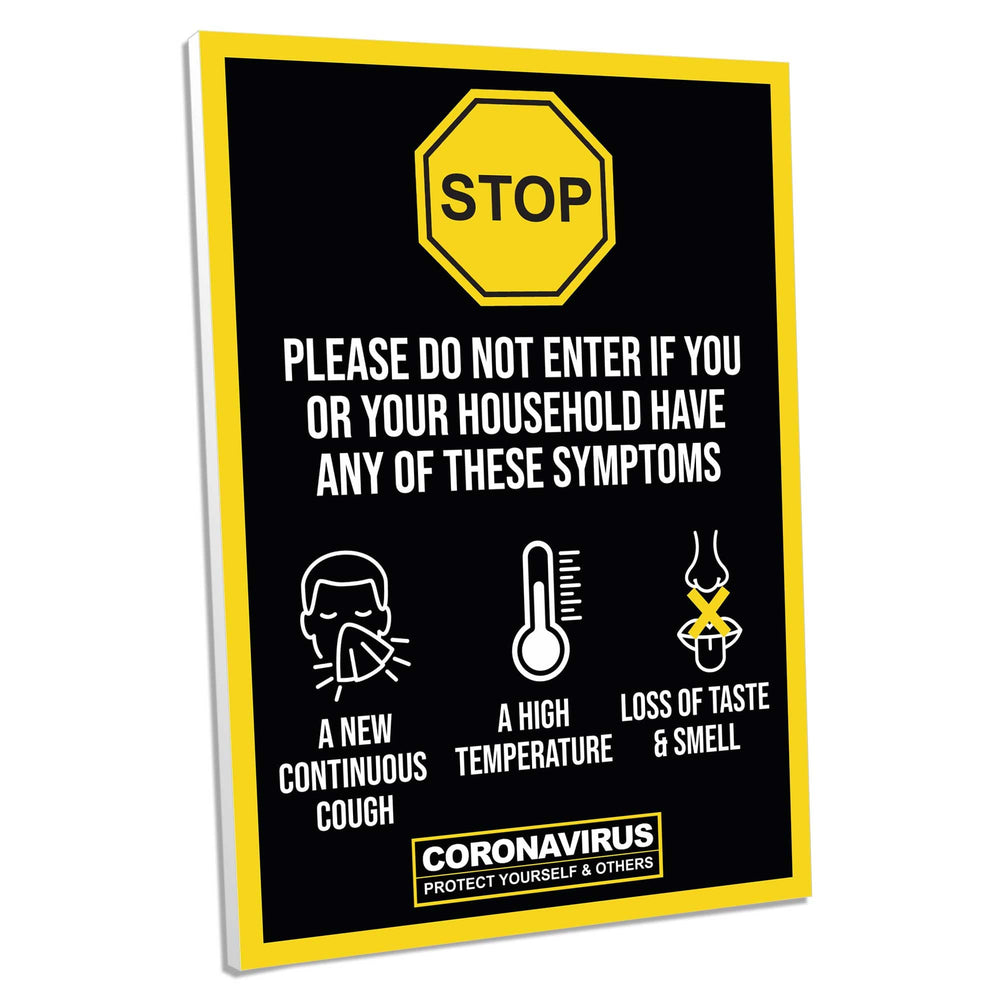 Covid-19 Symptoms, Foamex Sign (Pack of 5) - | SG World
