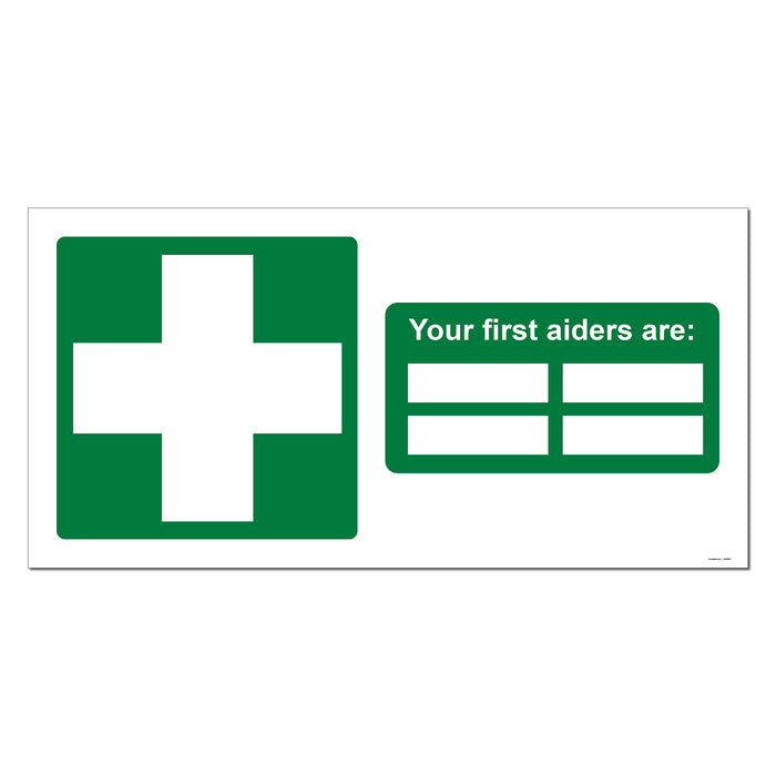 Your First Aiders Are: Safety Sign
