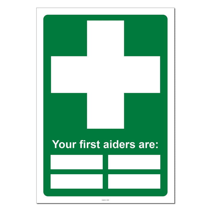 First Aiders Are: Safety Sign (Dry Wipe)